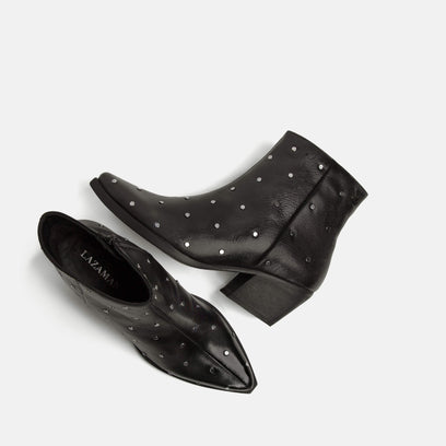 Claire Dames Enkellaarsjes Leer Black