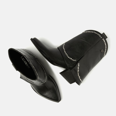 Isa Dames Sleeve Boots Leer Black