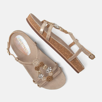 Fonda Dames Sandalen Leer Biscuit