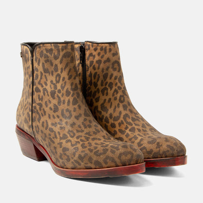 Sara Dames Enkellaarsjes Suede Tan/Leo