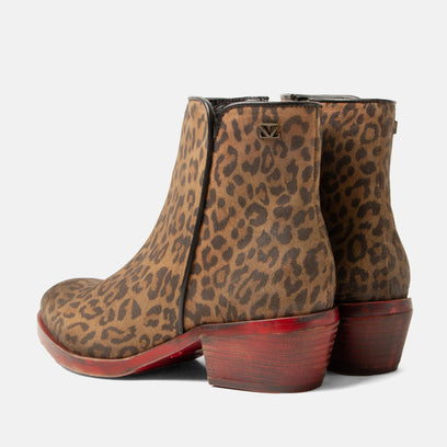 Sara Dames Enkellaarsjes Suede Tan/Leo