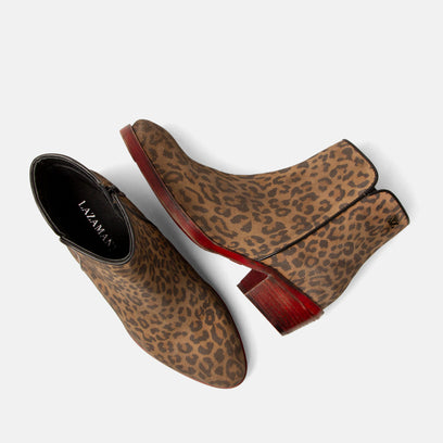 Sara Dames Enkellaarsjes Suede Tan/Leo