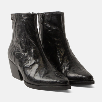 River Dames Enkellaarsjes Leer Black