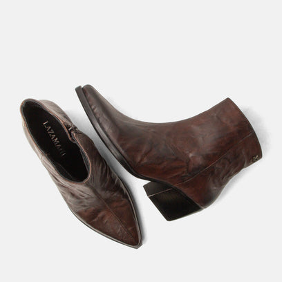 River Dames Enkellaarsjes Leer Brown