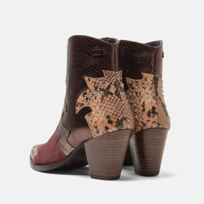 Stevie Dames Enkellaarsjes Leer Merlot