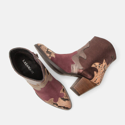 Stevie Dames Enkellaarsjes Leer Merlot