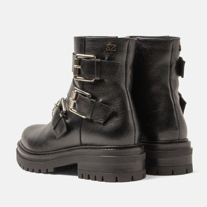 Reina Dames Biker Boots Leer Black