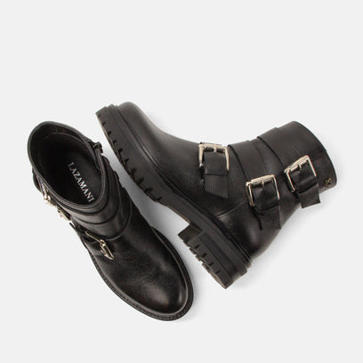 Reina Dames Biker Boots Leer Black