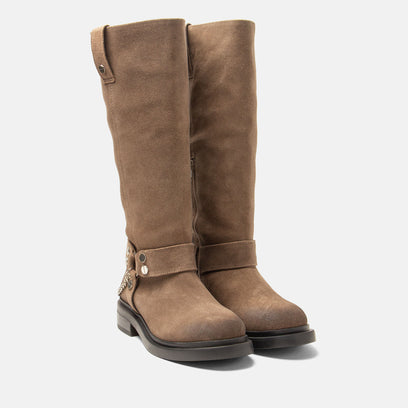 Leslie Dames Laarzen Suede Taupe