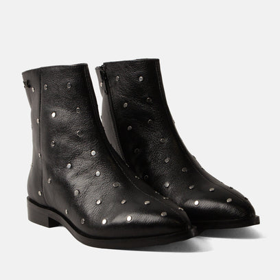 Dana Dames Enkellaarsjes Leer Black