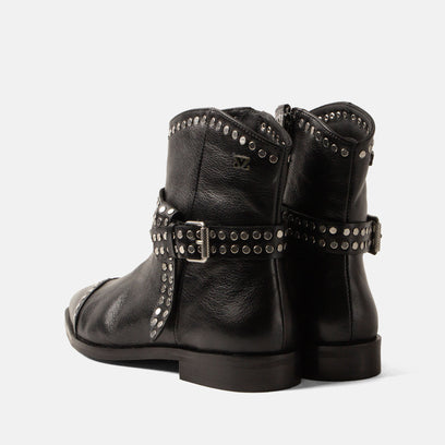 Zora Dames Enkellaarsjes Leer Black