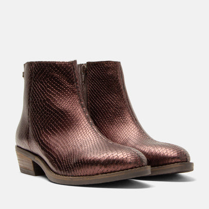 Beverly Dames Enkellaarsjes Leer Merlot