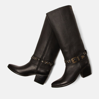 Jet Dames Laarzen Leer Black