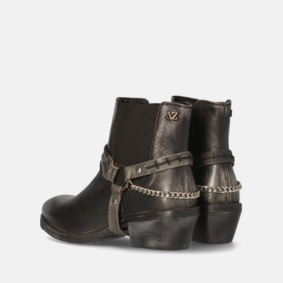 Emmi Dames Enkellaarsjes Leer Pewter