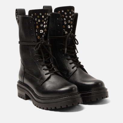 Jessie Dames Veterboots Leer Black