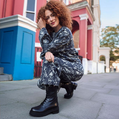 Jessie Dames Veterboots Leer Black