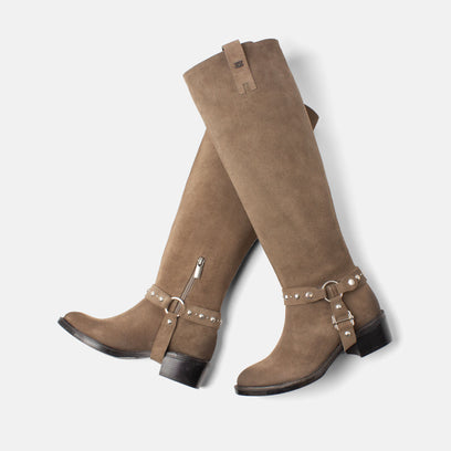 Fay Dames Laarzen Suede Taupe