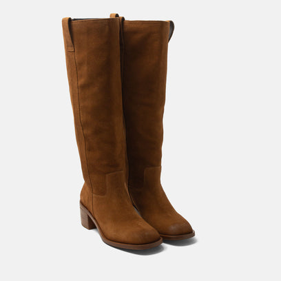 Elin Dames Laarzen Suede Cognac