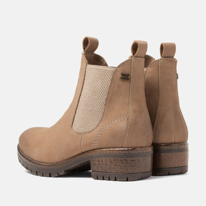 Lia Dames Chelsea Boots Leer Taupe