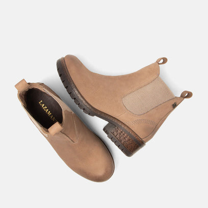 Lia Dames Chelsea Boots Leer Taupe