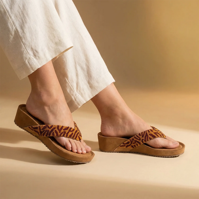 Liv Dames Teenslippers Leer Brown