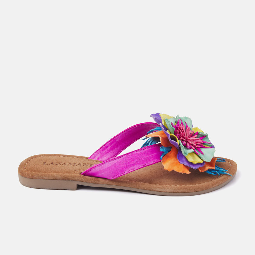 Peony Dames Slippers Leer Fuxia