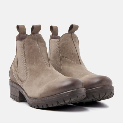Lia Dames Chelsea Boots Leer Taupe