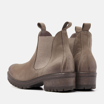 Lia Dames Chelsea Boots Leer Taupe
