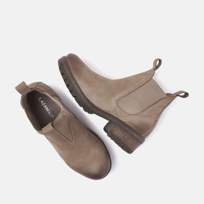 Lia Dames Chelsea Boots Leer Taupe