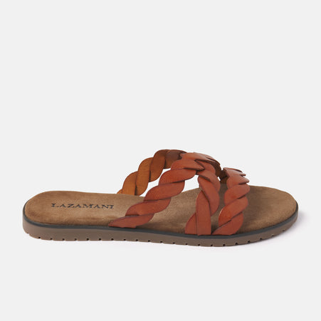 Eden Leren Dames Slippers Tan Eden Leren Dames Slippers Tan