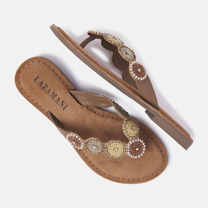 Luna Leren Dames Slippers Beige