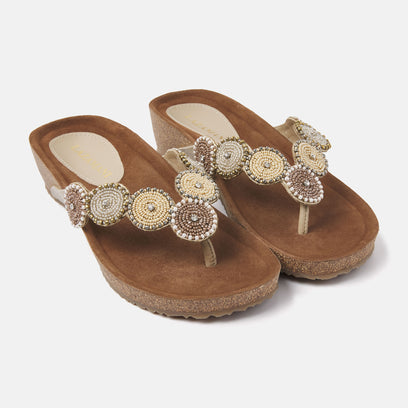 Mara Dames Slippers Leer Beige