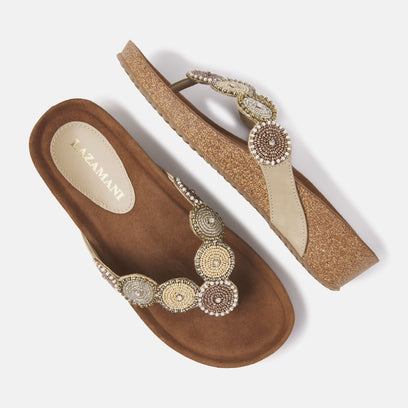 Mara Dames Slippers Leer Beige