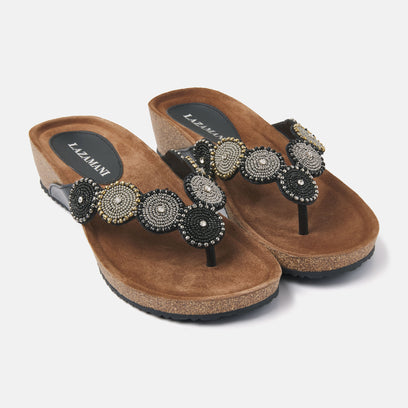 Mara Dames Slippers Leer Black