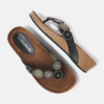 Mara Dames Slippers Leer Black