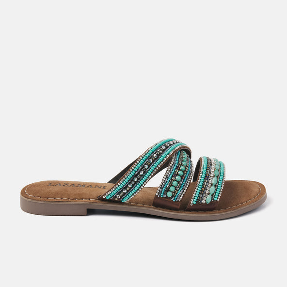 Marlin Leren Dames Slippers Aqua Marlin Leren Dames Slippers Aqua