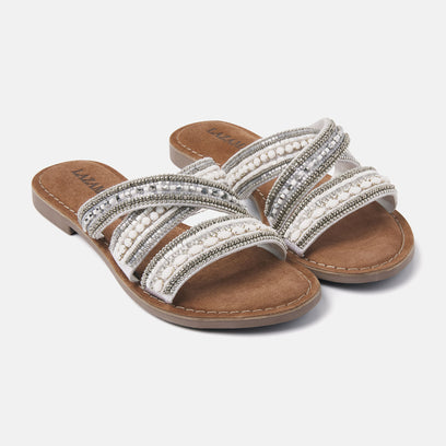 Marlin Leren Dames Slippers White