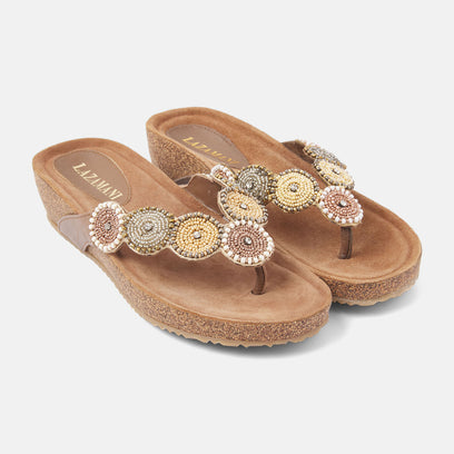 Mara Dames Slippers Leer Beige