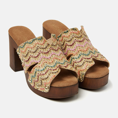 Elena Raffia Dames Clogs Multi