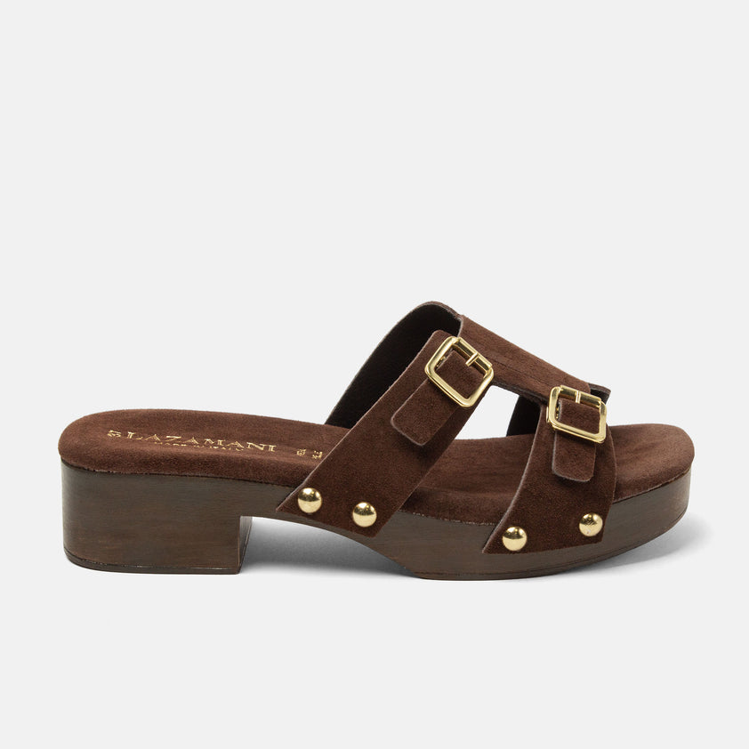 Aria Dames Clogs Suede Brown