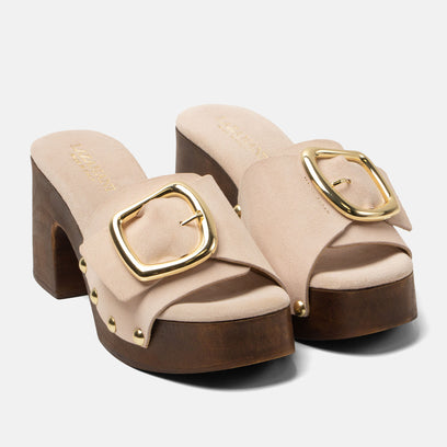 Celia Dames Clogs Suede Nude