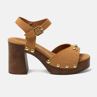 Luisa Dames Clogs Suede Cuoio