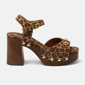 Luisa Dames Clogs Suede Leopard