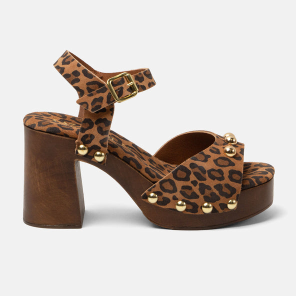 Luisa Dames Clogs Suede Leopard