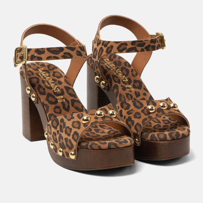 Luisa Dames Clogs Suede Leopard