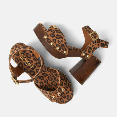 Luisa Dames Clogs Suede Leopard