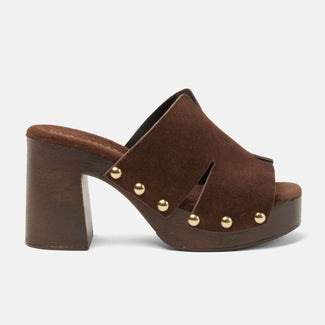 Juna Dames Clogs Suede Brown