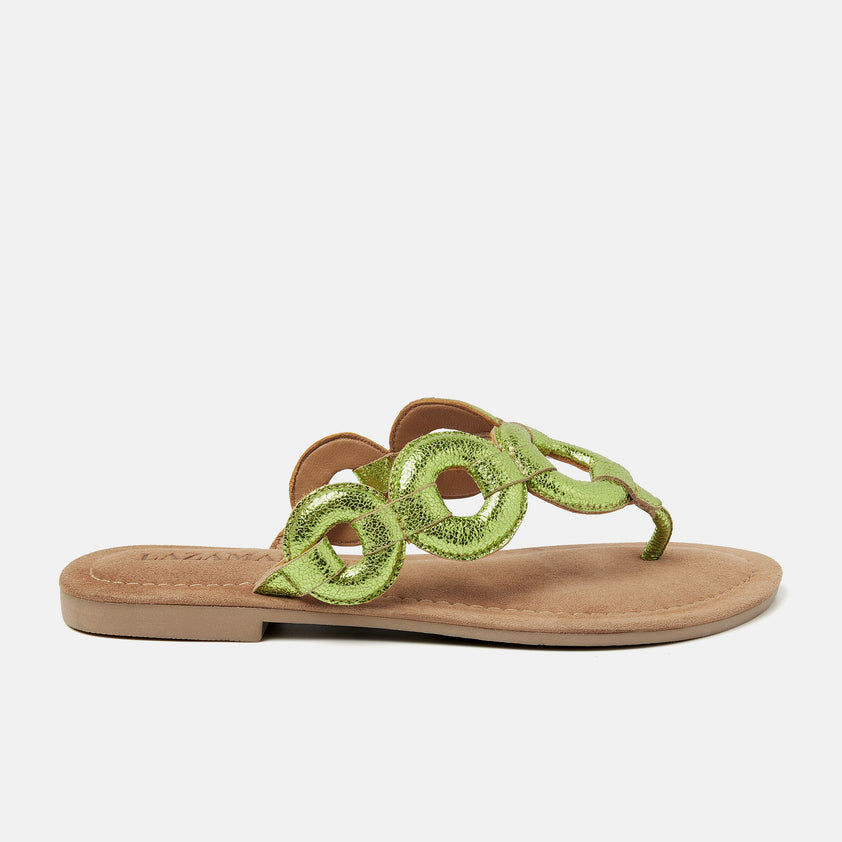 Juliet Leren Dames Slippers Green