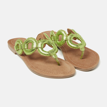 Juliet Leren Dames Slippers Green