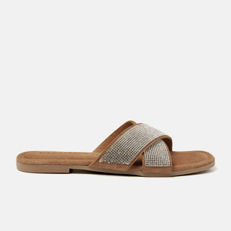 Lexi Leren Dames Slippers Silver